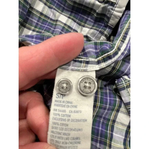American Eagle AEO Size S Men's Plaid Button Down Shirt Vintage Fit Long Sleeve - Picture 5 of 8